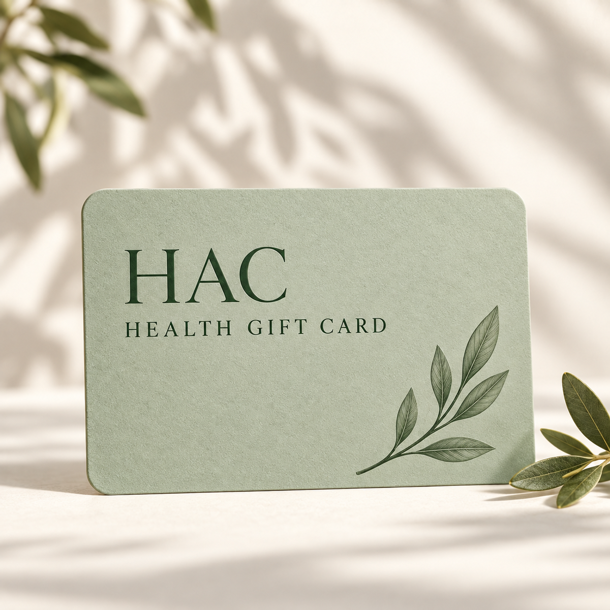 HAC Health Gift Card — botanical gift card design